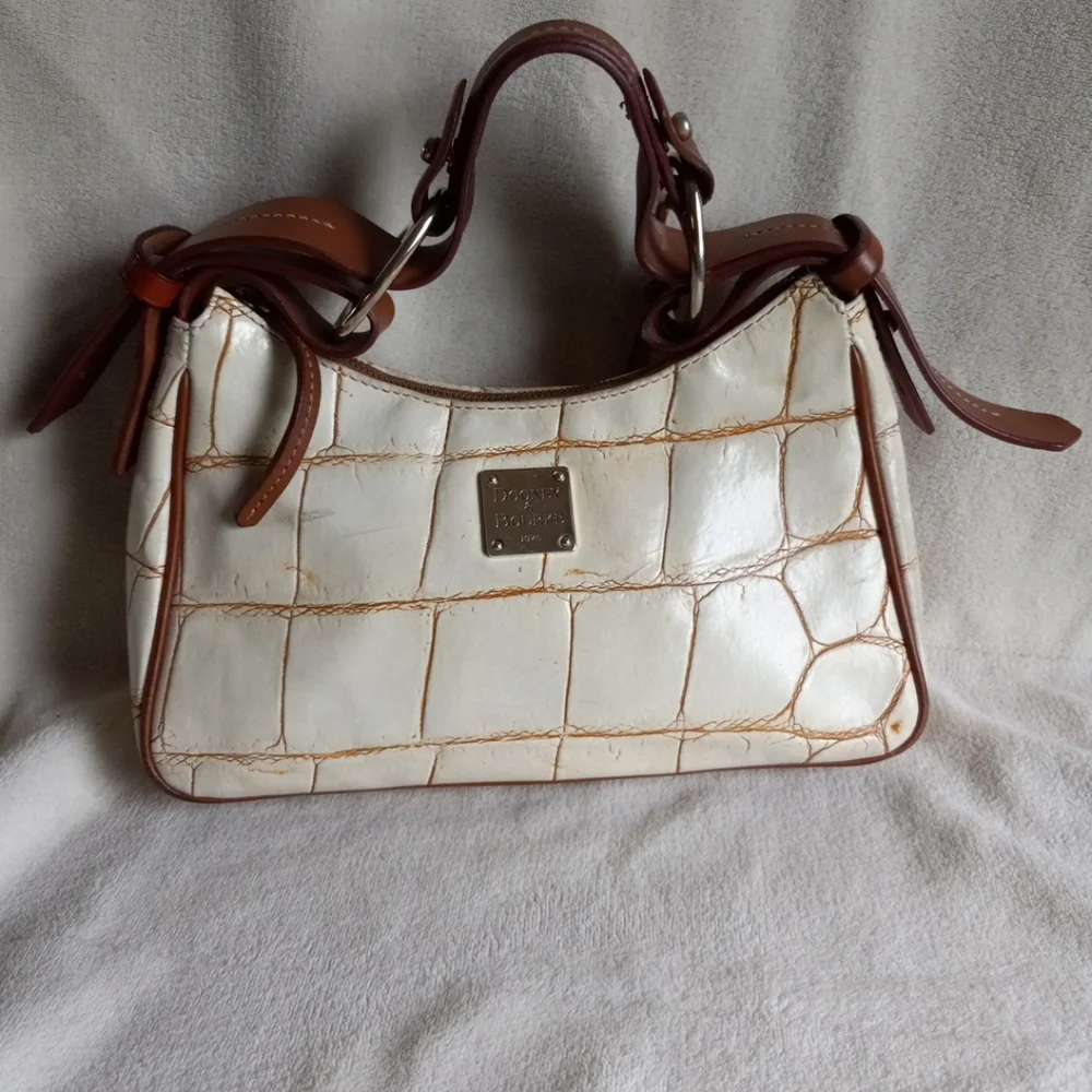 Vintage Dooney And Bourke Handbag Small White and Brown - Picture 10 of 16